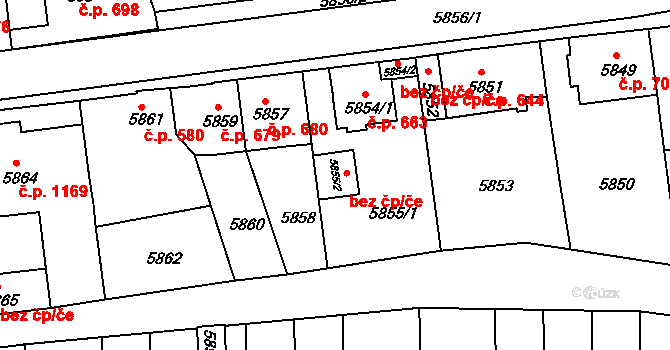 Žďár nad Sázavou 49302451 na parcele st. 5855/2 v KÚ Město Žďár, Katastrální mapa