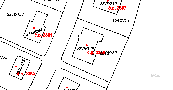 Pelhřimov 2366 na parcele st. 2348/176 v KÚ Pelhřimov, Katastrální mapa