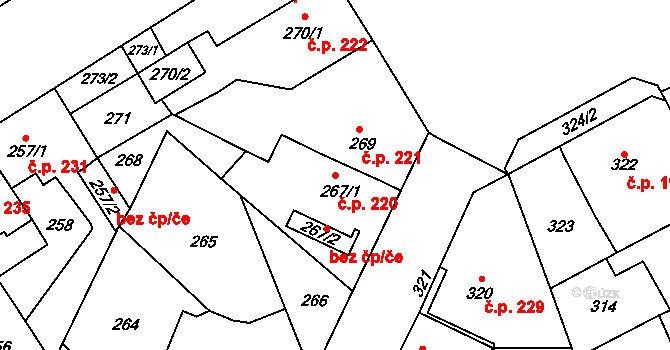 Chudeřín 220, Litvínov na parcele st. 267/1 v KÚ Chudeřín u Litvínova, Katastrální mapa