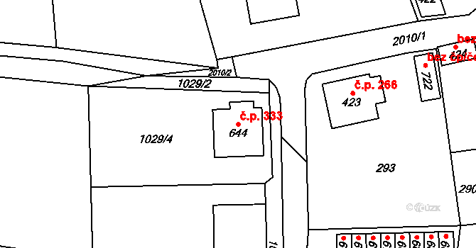 Svratouch 333 na parcele st. 644 v KÚ Svratouch, Katastrální mapa