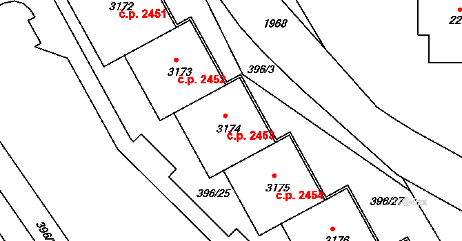 Brandýs nad Labem 2453, Brandýs nad Labem-Stará Boleslav na parcele st. 3174 v KÚ Brandýs nad Labem, Katastrální mapa