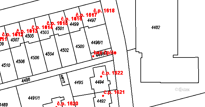 Záběhlice 3322, Praha na parcele st. 4498/2 v KÚ Záběhlice, Katastrální mapa
