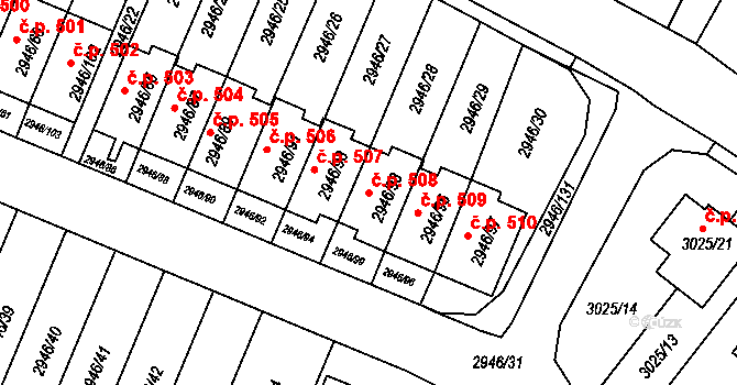 Choceňské Předměstí 508, Vysoké Mýto na parcele st. 2946/98 v KÚ Vysoké Mýto, Katastrální mapa