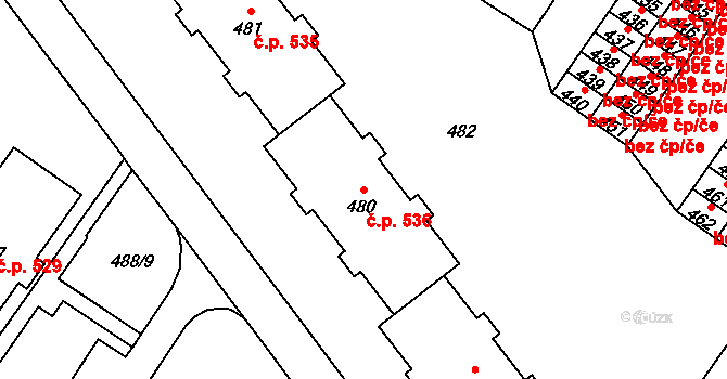 Rapotín 536 na parcele st. 480 v KÚ Rapotín, Katastrální mapa