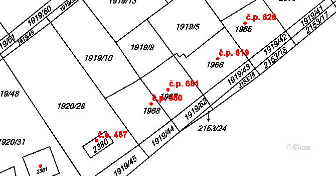 Beroun-Závodí 661, Beroun na parcele st. 1967 v KÚ Beroun, Katastrální mapa