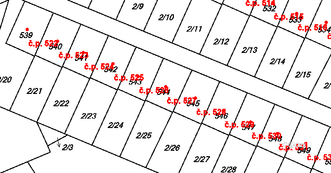 Studánka 527, Pardubice na parcele st. 544 v KÚ Studánka, Katastrální mapa