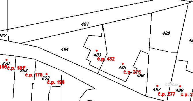 Velké Opatovice 432 na parcele st. 483 v KÚ Velké Opatovice, Katastrální mapa