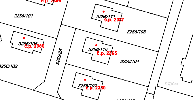 Benešov 2365 na parcele st. 3256/110 v KÚ Benešov u Prahy, Katastrální mapa