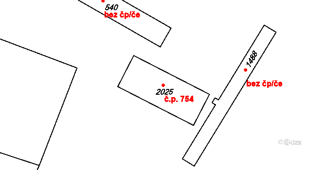 Kdyně 754 na parcele st. 2025 v KÚ Kdyně, Katastrální mapa
