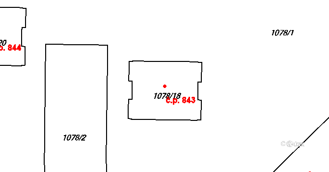 Odry 843 na parcele st. 1078/18 v KÚ Odry, Katastrální mapa
