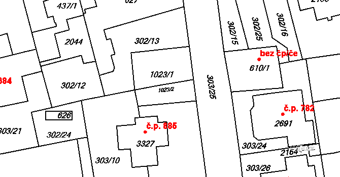 Mariánské Lázně 88298451 na parcele st. 1023/2 v KÚ Úšovice, Katastrální mapa