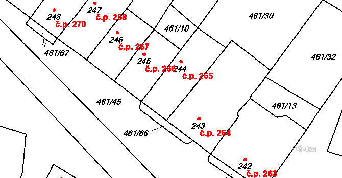 Bavorov 265 na parcele st. 244 v KÚ Bavorov, Katastrální mapa