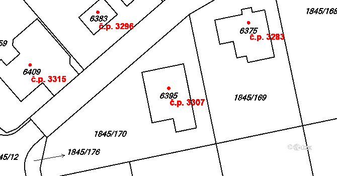 Šumperk 3307 na parcele st. 6395 v KÚ Šumperk, Katastrální mapa