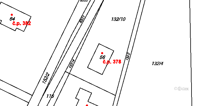 Horní Nemojov 378, Nemojov na parcele st. 56 v KÚ Horní Nemojov, Katastrální mapa