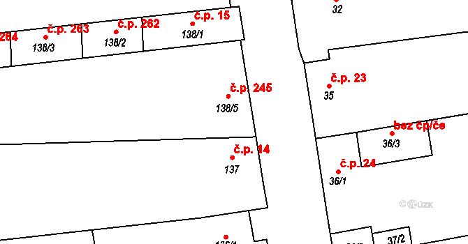 Lenešice 245 na parcele st. 138/5 v KÚ Lenešice, Katastrální mapa