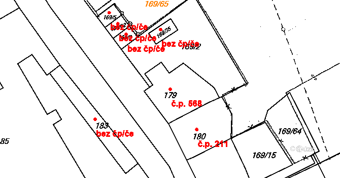 Dobšice 568 na parcele st. 179 v KÚ Dobšice u Znojma, Katastrální mapa