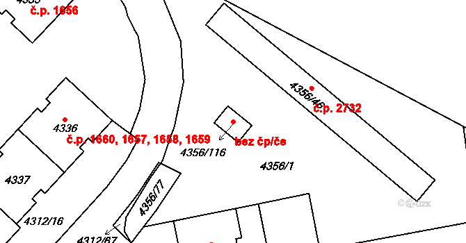 Praha 92246451 na parcele st. 4356/116 v KÚ Újezd nad Lesy, Katastrální mapa