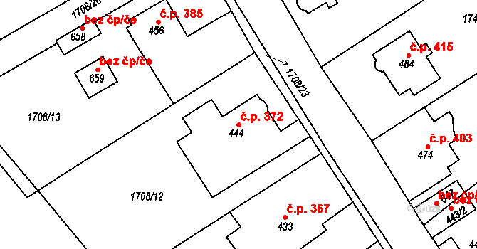 Libouchec 372 na parcele st. 444 v KÚ Libouchec, Katastrální mapa