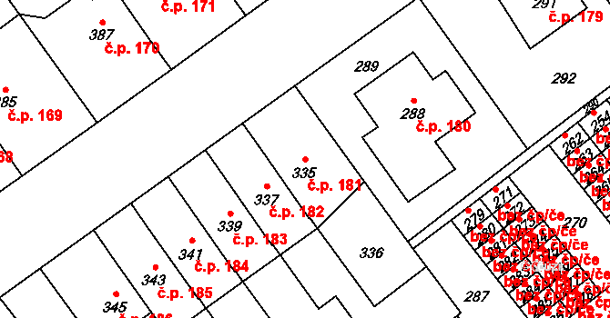 Přerov IV-Kozlovice 181, Přerov na parcele st. 335 v KÚ Kozlovice u Přerova, Katastrální mapa