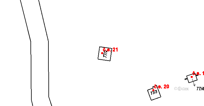 Malešín 21, Řehenice na parcele st. 77/2 v KÚ Malešín, Katastrální mapa