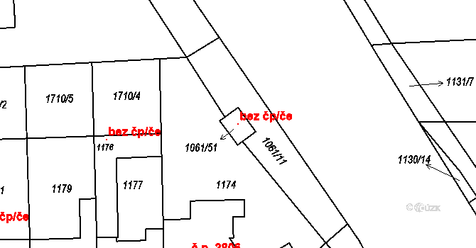 Kladno 117671452 na parcele st. 1061/51 v KÚ Kladno, Katastrální mapa
