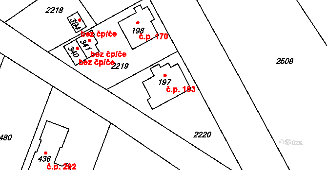 Jenišovice 163 na parcele st. 197 v KÚ Jenišovice u Jablonce nad Nisou, Katastrální mapa
