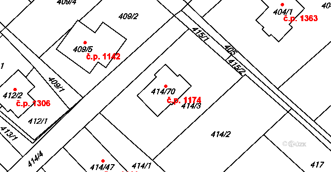 Poruba 1174, Orlová na parcele st. 414/70 v KÚ Poruba u Orlové, Katastrální mapa
