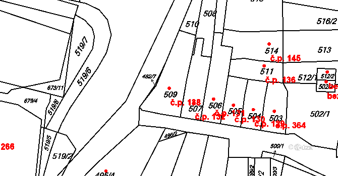 Jehnice 138, Brno na parcele st. 509 v KÚ Jehnice, Katastrální mapa