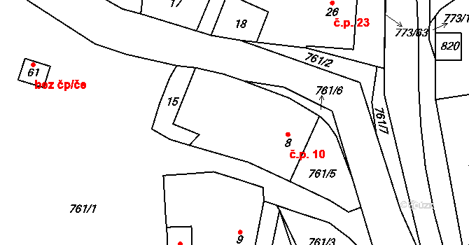 Koberovice 10 na parcele st. 8 v KÚ Koberovice, Katastrální mapa