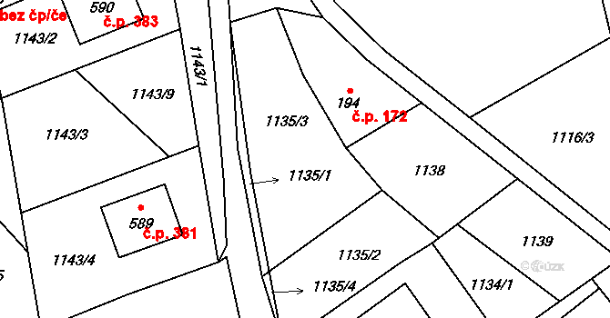 Karlovice 172 na parcele st. 194 v KÚ Karlovice ve Slezsku, Katastrální mapa