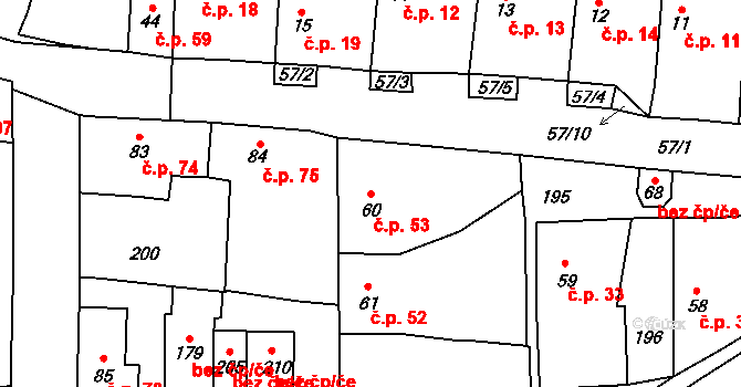Krchleby 53, Staňkov na parcele st. 60 v KÚ Krchleby u Staňkova, Katastrální mapa