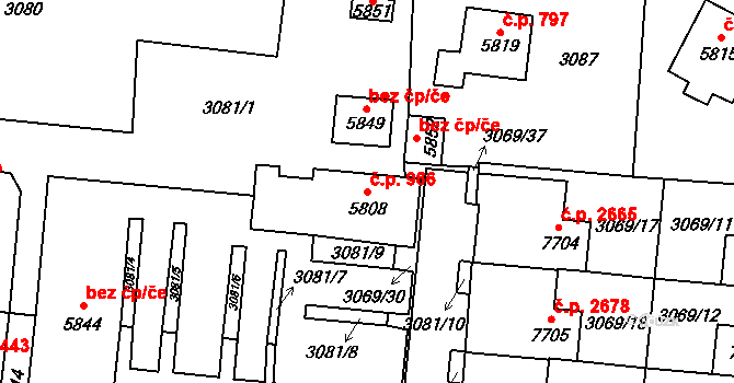 Cheb 966 na parcele st. 5808 v KÚ Cheb, Katastrální mapa
