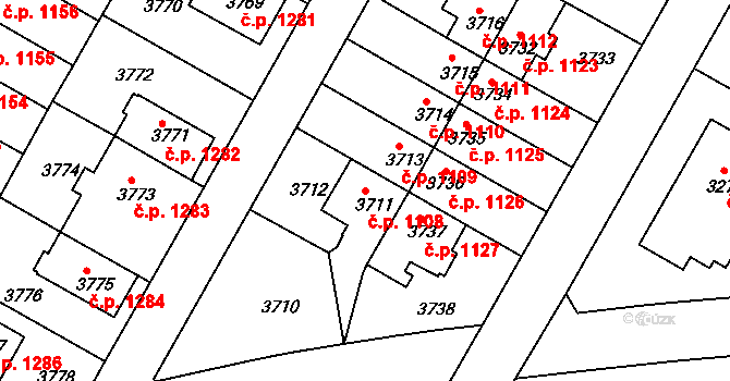 Dejvice 1108, Praha na parcele st. 3711 v KÚ Dejvice, Katastrální mapa