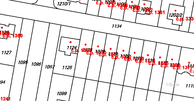 Záběhlice 1371, Praha na parcele st. 1122 v KÚ Záběhlice, Katastrální mapa