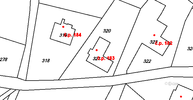 Rumburk 2-Horní Jindřichov 183, Rumburk na parcele st. 321 v KÚ Horní Jindřichov, Katastrální mapa