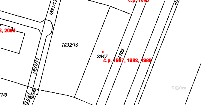 Dvůr Králové nad Labem 1987,1988,1989 na parcele st. 2347 v KÚ Dvůr Králové nad Labem, Katastrální mapa