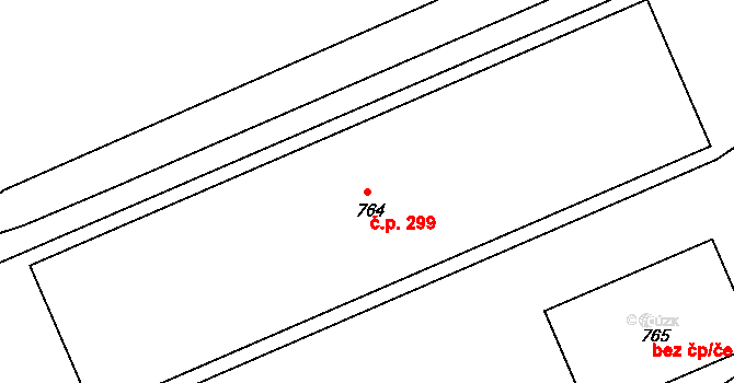 Prachovice 299 na parcele st. 764 v KÚ Prachovice, Katastrální mapa