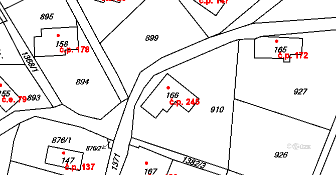 Pihel 245, Nový Bor na parcele st. 166 v KÚ Pihel, Katastrální mapa