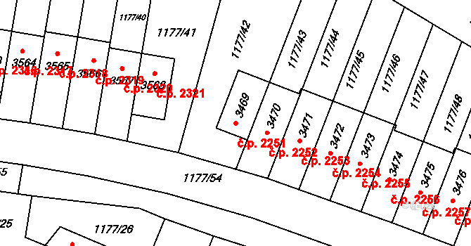 Říčany 2251 na parcele st. 3469 v KÚ Říčany u Prahy, Katastrální mapa