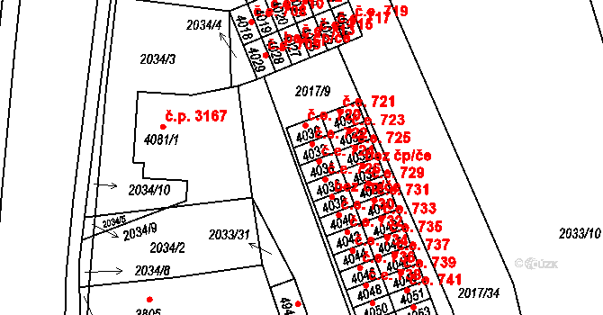 Hodonín 722 na parcele st. 4032 v KÚ Hodonín, Katastrální mapa