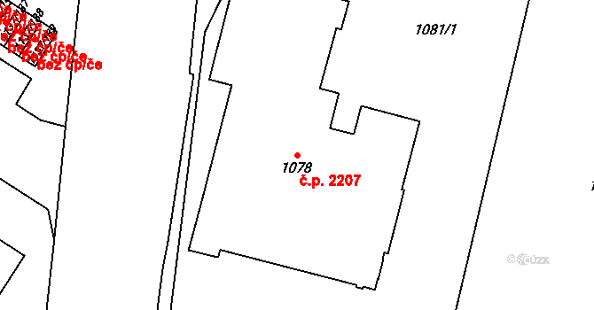 Bolevec 2207, Plzeň na parcele st. 1078 v KÚ Bolevec, Katastrální mapa