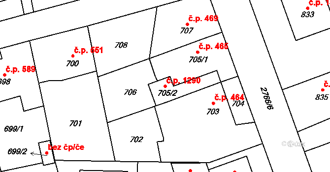 Kylešovice 1290, Opava na parcele st. 705/2 v KÚ Kylešovice, Katastrální mapa
