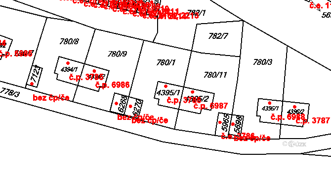 Zlín 3786 na parcele st. 4395/1 v KÚ Zlín, Katastrální mapa