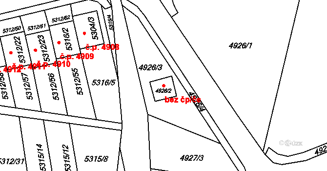 Chomutov 42155452 na parcele st. 4926/2 v KÚ Chomutov I, Katastrální mapa