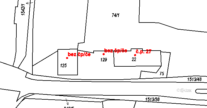 Mrtník 42618452 na parcele st. 129 v KÚ Mrtník, Katastrální mapa