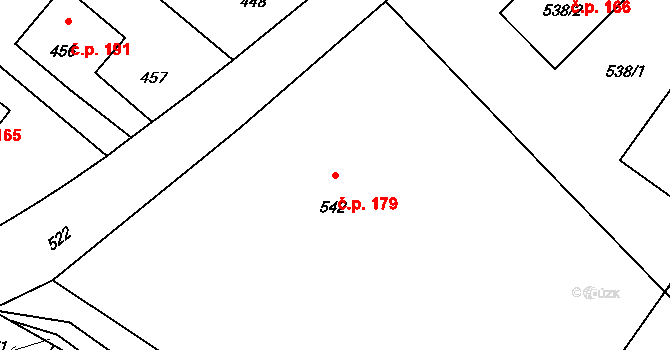 Děhylov 179 na parcele st. 542 v KÚ Děhylov, Katastrální mapa