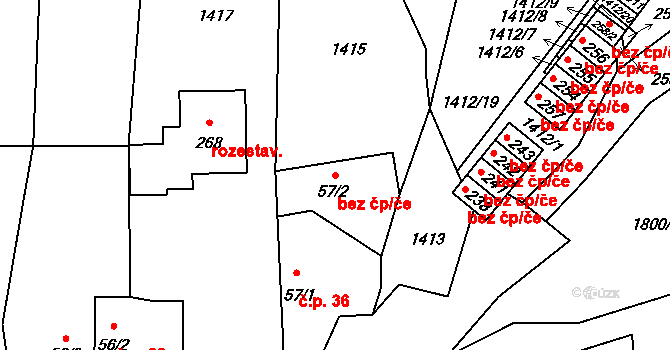 Žár 43440452 na parcele st. 57/2 v KÚ Žár u Nových Hradů, Katastrální mapa