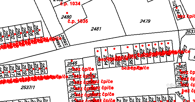 Kladno 44406452 na parcele st. 2553 v KÚ Kročehlavy, Katastrální mapa