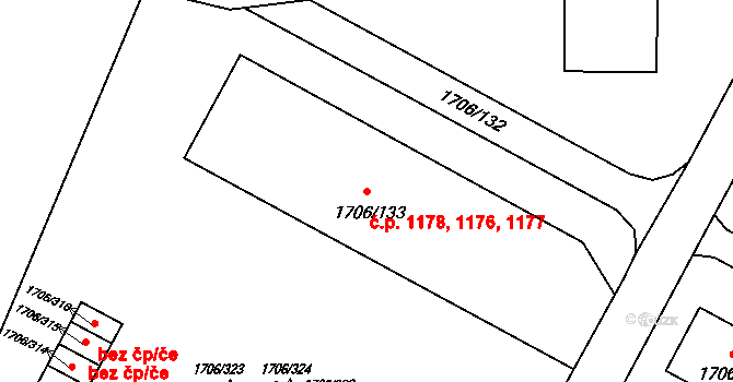 Hlučín 1176,1177,1178 na parcele st. 1706/133 v KÚ Hlučín, Katastrální mapa