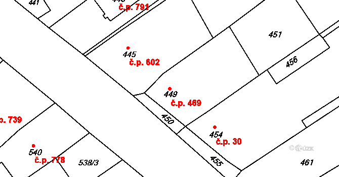 Buchlovice 469 na parcele st. 449 v KÚ Buchlovice, Katastrální mapa